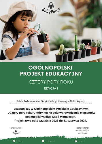 Plakat udziału w projekcie edukacyjnym