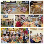 Zdjęcie z tworzenia przez dzieci kolorowego papierowego łańcucha