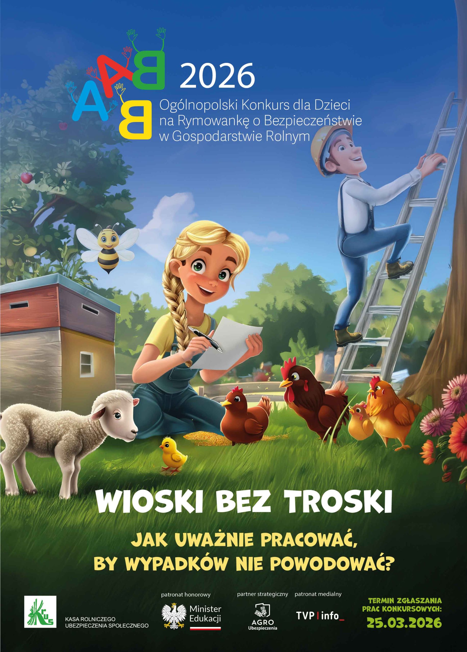 plakat promujący konkurs "Wioski bez troski"