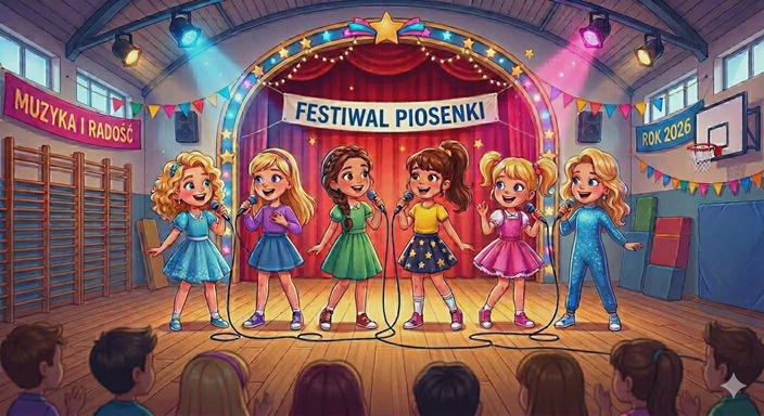 Dziewczynki z oddziału 0b na Festiwalu Piosenki Przedszkolnej i Religijnej