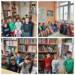 zdjęcie dzieci odwiedzających szkolną bibliotekę